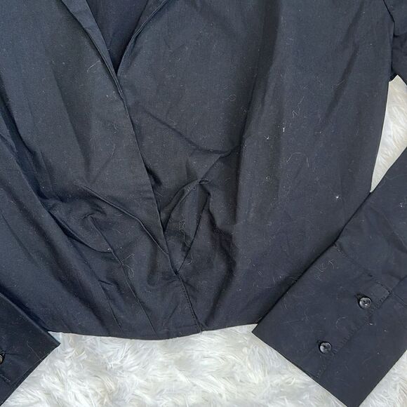 Abercrombie and Fitch Cropped Collared Blouse in Black size Medium - Picture 3 of 9